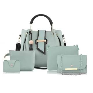 Women Green Hand-held Bag - Extra Spacious  (Pack of: 5) at Just Rs.379